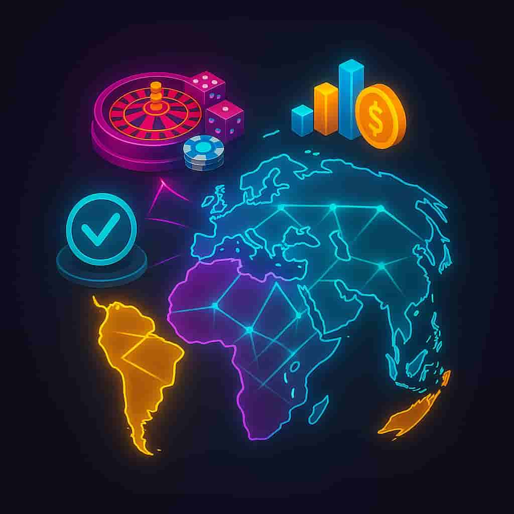 "Global market expansion showing best countries for online casino operations with €8.5M revenue achievement