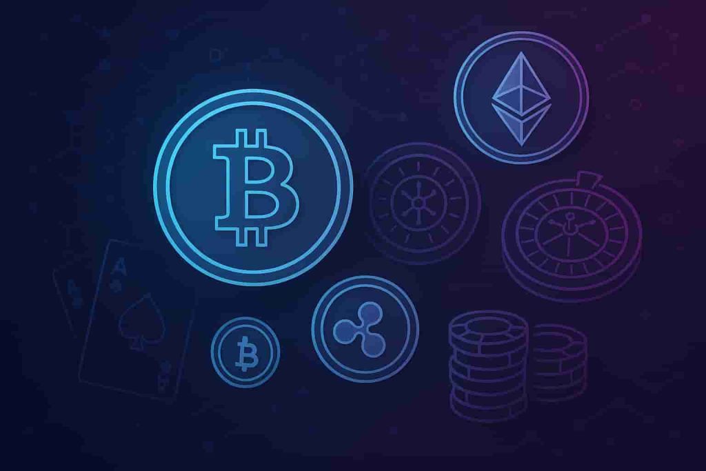 Professional crypto casino naming guide thumbnail with cryptocurrency and gaming design