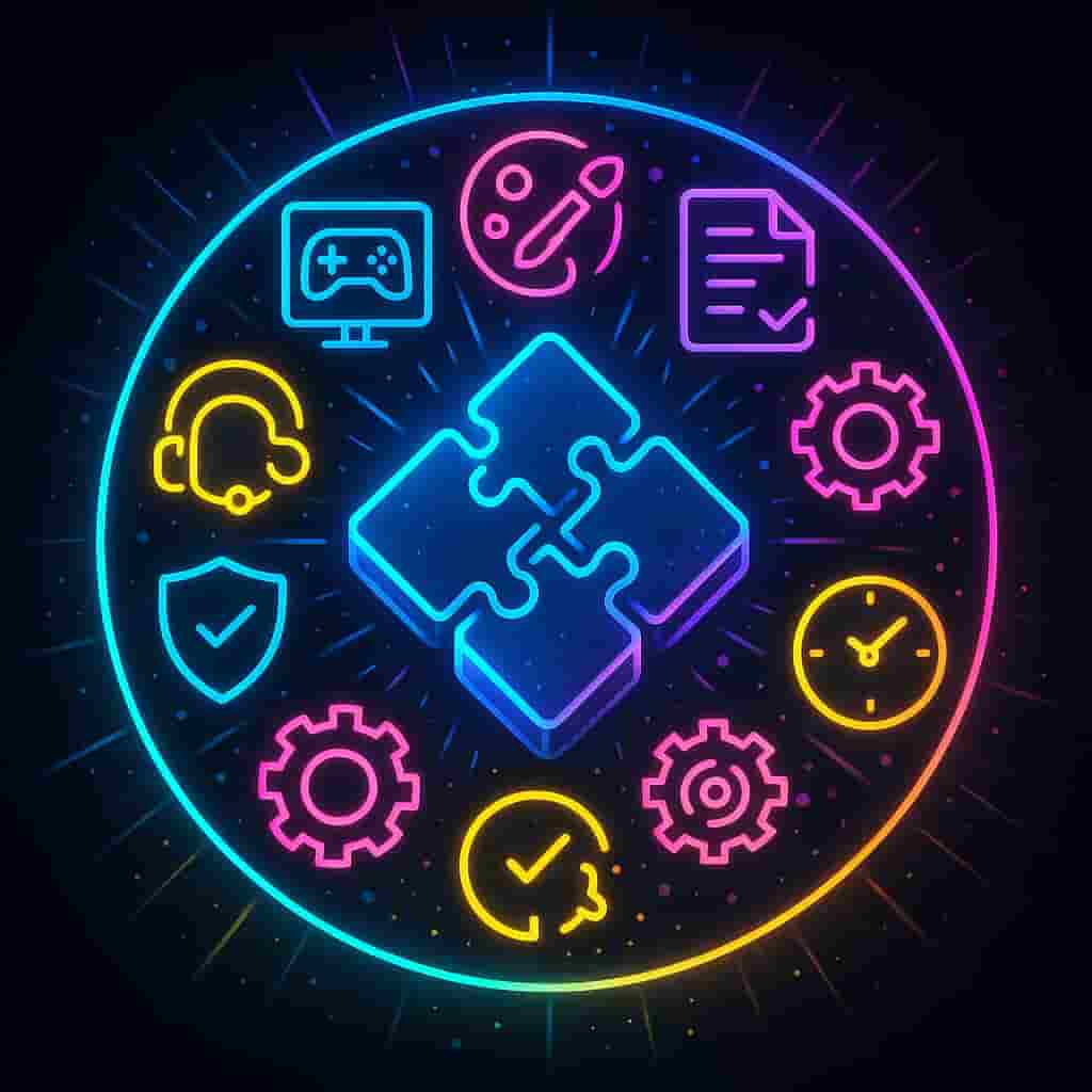 Turnkey iGaming service package circular badge with project components