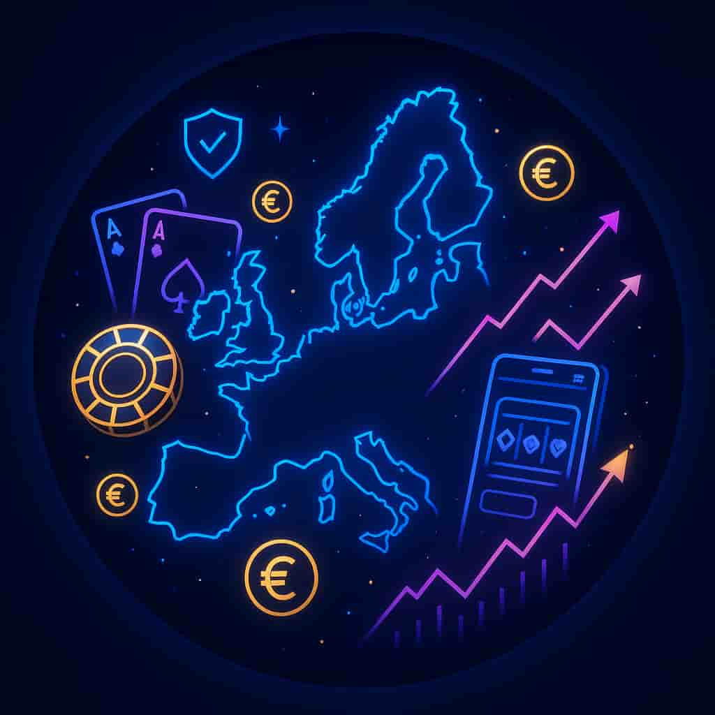 European casino marketing strategy case study illustration with map and gaming elements