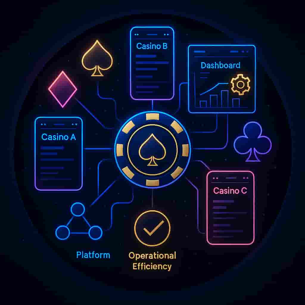 Multi-brand casino launch case study illustration with platform integration elements