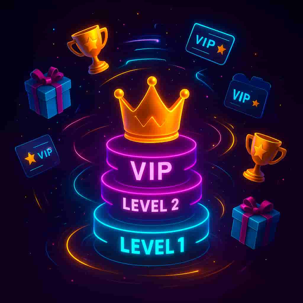 Casino VIP system tiers with loyalty rewards, achievement trophies and betting site loyalty benefits