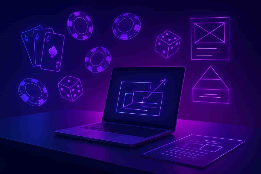 iGaming branding agency thumbnail with neon elements