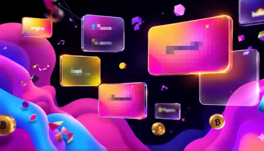 Game provider branding visualization showing corporate brand identity elements, logo designs, and color palettes for slot game studios